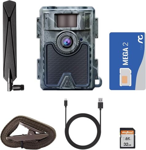 وينغ هوم كاميرا خلوية 480 ايس 4G IP66 مقاومة للماء للصيد بدقة 1080P مع زناد بزاوية عريضة 52 درجة 0.4 ثانية، حركة رؤية ليلية بدون توهج مع بطاقة SD 32G لمراقبة الحياة البرية والتحكم عبر التطبيق in Kuwait