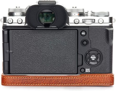 حافظة كاميرا X-T4، حافظة نصف كاميرا مصنوعة يدويًا من الجلد الطبيعي الأصلي من BolinUS لكاميرا Fujifilm Fuji X-T4 XT4 إصدار فتحة سفلية + حزام يد (أسود) in Kuwait