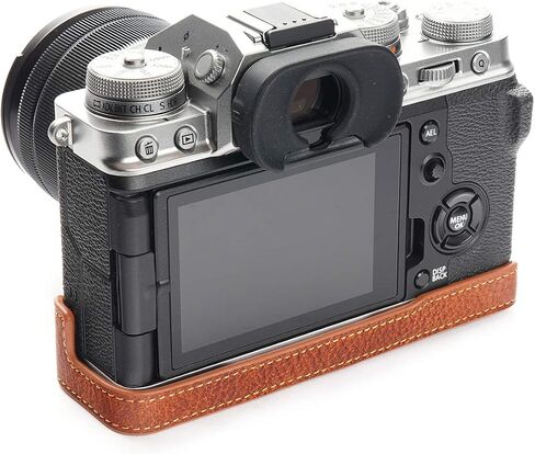 حافظة كاميرا X-T4، حافظة نصف كاميرا مصنوعة يدويًا من الجلد الطبيعي الأصلي من BolinUS لكاميرا Fujifilm Fuji X-T4 XT4 إصدار فتحة سفلية + حزام يد (أسود) in Kuwait