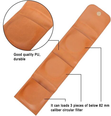 Kase 3 Pocket PU Leather Foldable Camera Circular Lens Filter Wallet Carry Case Bag Pouch for 25mm-82mm Round Filters in Saudi Arabia
