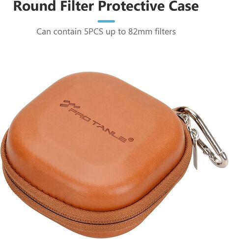 Andoer Camera Filters Case Bags for Filters Up to 82mm, 5 Pockets PU Leather DustProof Filter Hard Storage Case for UV CPL ND Graduated Neutral Density Filters in Saudi Arabia