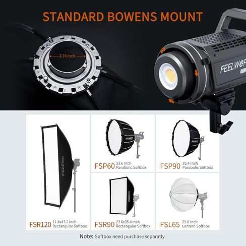 FEELWORLD FL225B 2700K~6500K Bi-Color Video Studio Light 225W Lighting | CRI96+ TLCI97+ 64500lux@1m for Film, Live Streaming, Videography, Photography, Wedding, Interview in Saudi Arabia