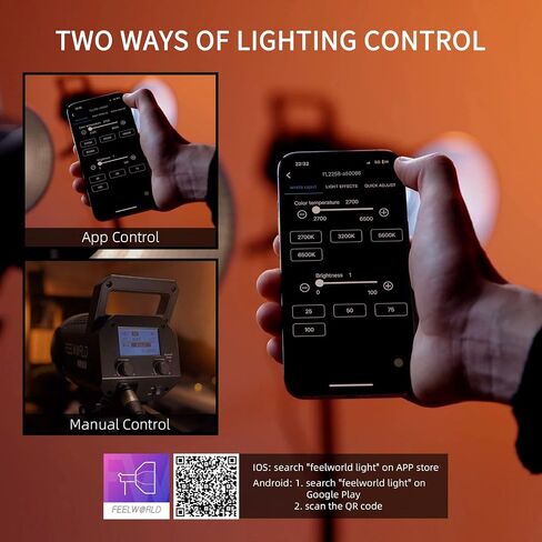 FEELWORLD FL225B 2700K~6500K Bi-Color Video Studio Light 225W Lighting | CRI96+ TLCI97+ 64500lux@1m for Film, Live Streaming, Videography, Photography, Wedding, Interview in Saudi Arabia