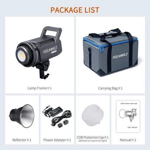 FEELWORLD FL225B 2700K~6500K Bi-Color Video Studio Light 225W Lighting | CRI96+ TLCI97+ 64500lux@1m for Film, Live Streaming, Videography, Photography, Wedding, Interview in Saudi Arabia