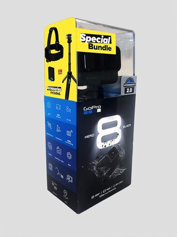 جو برو حزمة هيرو 8 باللون الاسود - تتضمن شورت وحزام راس وبطارية احتياطية وذاكرة مايكرو اس دي 32 جيجا in Kuwait