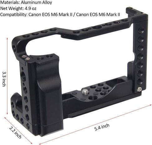 Easy Hood Camera Cage for Canon EOS M6 Mark II Mirrorless Digital Camera, Vlogging Video Shooting Filmmaking Rig Stabilizer with Cold Shoe 1/4" Thread Holes & 3/8" Locating Hole in Saudi Arabia