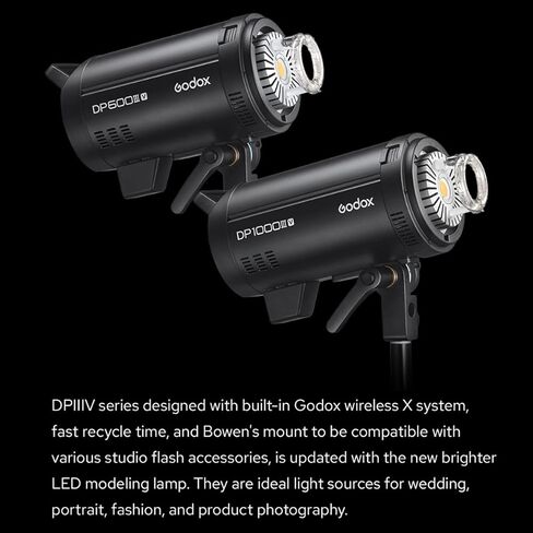 Godox DP600IIIV 600Ws Stobe Flash Studio Light GN106 0.1-1S Recycle Time, 1/2000-1/800s Flash Duration, 2.4G X System CCT 5600±200K Bowens Mount Monolight for Studio Portrait Photography (DP600III-V) in Kuwait