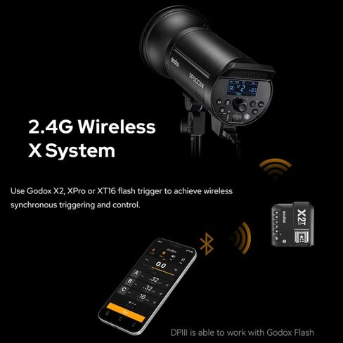 Godox DP600IIIV 600Ws Stobe Flash Studio Light GN106 0.1-1S Recycle Time, 1/2000-1/800s Flash Duration, 2.4G X System CCT 5600±200K Bowens Mount Monolight for Studio Portrait Photography (DP600III-V) in Kuwait