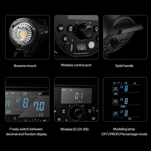 Godox DP600IIIV 600Ws Stobe Flash Studio Light GN106 0.1-1S Recycle Time, 1/2000-1/800s Flash Duration, 2.4G X System CCT 5600±200K Bowens Mount Monolight for Studio Portrait Photography (DP600III-V) in Kuwait