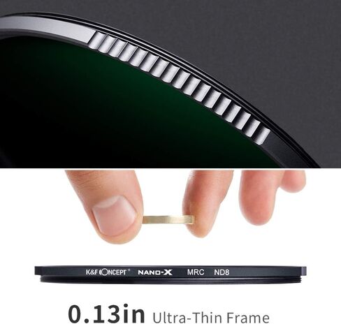K&F Concept 55mm ND8 (3-Stop Fixed Neutral Density Filter) ND Lens Filter, 28 Multi-Layer Coatings HD Hydrophobic Ultra Slim Nano-X Series Filter for Camera Lens in Saudi Arabia