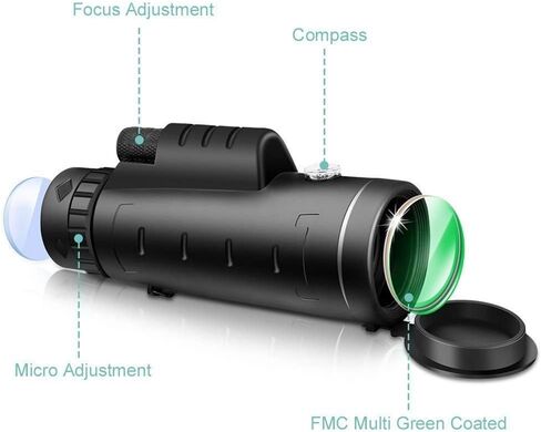 BAK4 Ultra Optics Prism Waterproof Monocular Scope with Night Vision/Smartphone Holder/Adjustable Tripod for Bird Watching/Sightseeing/Hunting/Hiking,40x60 Monocular Telescope in Saudi Arabia