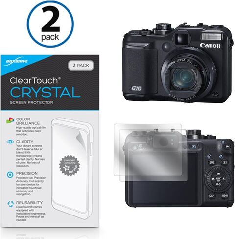 BoxWave Screen Protector Compatible With Canon PowerShot G10 - ClearTouch Crystal (2-Pack), HD Film Skin - Shields From Scratches for Canon PowerShot G10 in Saudi Arabia