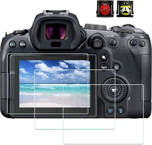 واقي شاشة Draduo EOS R6II R6 R7 ينطبق على كاميرا Canon R6II R6 R7 (3 عبوات)، غطاء شاشة من الزجاج المقوى بصلابة 0.3 مم 9H، 2 * غطاء غطاء حذاء ساخن in Kuwait
