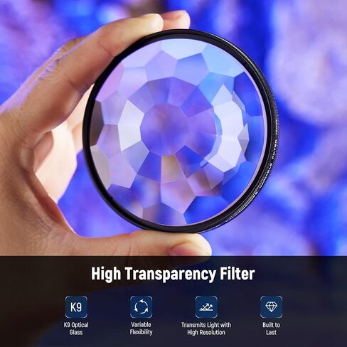 NEEWER 58mm Kaleidoscope Prism Lens Filter, Photography Prism Crystal Glass Effect Filter with Multi Refraction and Variable Number of Photographic Subjects in Kuwait