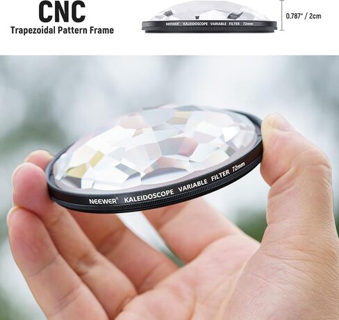 NEEWER 58mm Kaleidoscope Prism Lens Filter, Photography Prism Crystal Glass Effect Filter with Multi Refraction and Variable Number of Photographic Subjects in Kuwait