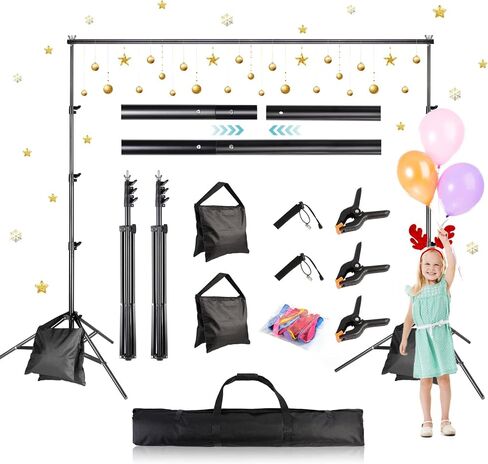 حامل خلفية مقاس 6.5 × 10 أقدام و8.5 × 10 أقدام، حامل خلفية قابل للتعديل لاستوديو فيديو الصور ZBWW للحفلات وحفلات الزفاف والتصوير الفوتوغرافي وعرض الإعلانات in Kuwait