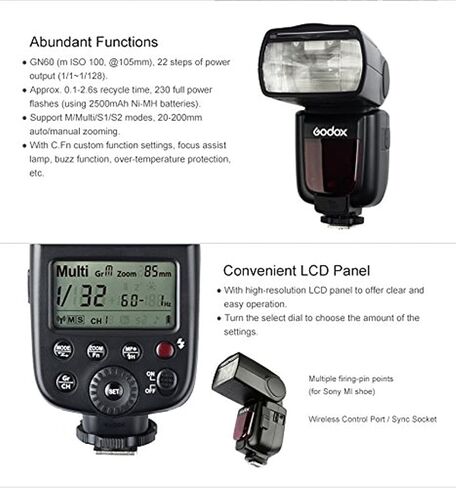 غودوكس TT600S 2.4G لاسلكي اكس سيستم TTL GN60 مزامنة عالية السرعة 1/8000s فلاش سبيدلايت مع جهاز ارسال X2T-S متوافق مع كاميرات سوني in Saudi Arabia