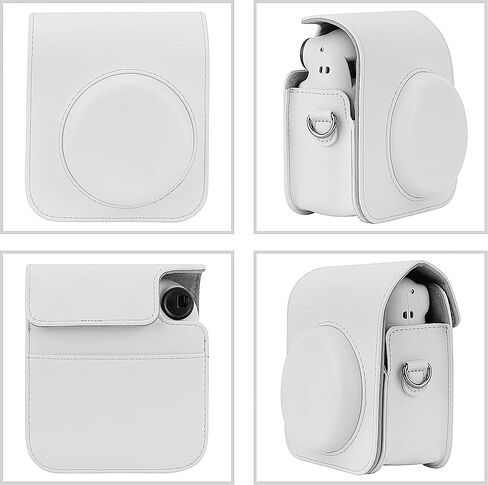 حافظة كاميرا فورية بلون ثابت متوافقة مع كاميرا Fujifilm Instax Mini 12 الفورية - حقيبة كاميرا صغيرة 12 حقيبة من جلد البولي يوريثان مع جيب وحزام كتف قابل للتعديل وألبوم 64 جيب (أزرق سماوي) in Kuwait