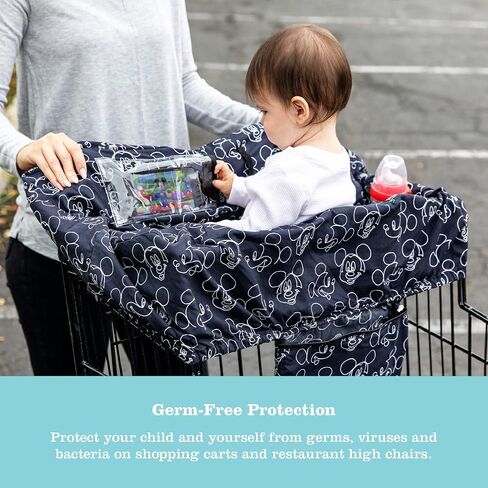 Disney Baby by J.L. Childress Shopping Cart & High Chair Cover for Baby, Kids, & Toddler - Cover for Grocery Carts & Restaurants, for Boys & Girls, Universal Fit - Mickey Mouse, Black in Saudi Arabia