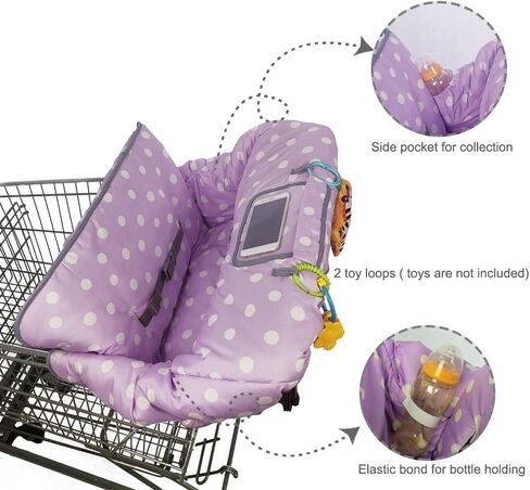 Shopping Cart Cover for Baby boy Girl, Multi-in-1 Cart Covers for Babies, Infant High Chair Cover, Machine Washable, Soft Padded Grocery cart seat Cushion Cover, Purple dot in Saudi Arabia