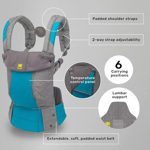 LÍLLÉbaby Complete All Seasons Ergonomic 6-in-1 Baby Carrier Infant to Toddler with Lumbar Support (7-45 Pounds), 360 Degree Baby Wearing & Multi-Position, Inward & Outward Facing (Black) in Saudi Arabia