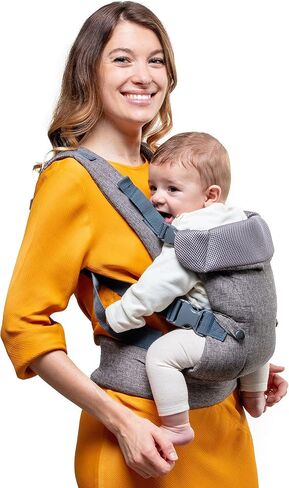 YOU+ME 4-in-1 Baby Carrier Newborn to Toddler - All Positions Baby Chest Carrier - Front and Back Carry Baby Carriers - Includes 2-in-1 Bandana Bib - Baby Holder Carrier for 8-32 lbs (Grey Mesh) in Kuwait