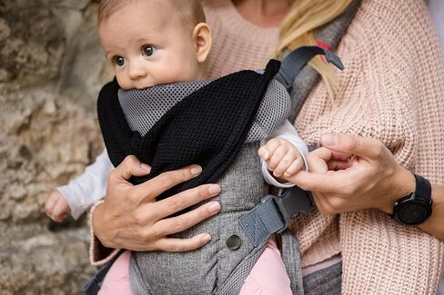 YOU+ME 4-in-1 Baby Carrier Newborn to Toddler - All Positions Baby Chest Carrier - Front and Back Carry Baby Carriers - Includes 2-in-1 Bandana Bib - Baby Holder Carrier for 8-32 lbs (Grey Mesh) in Kuwait