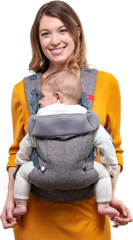 YOU+ME 4-in-1 Baby Carrier Newborn to Toddler - All Positions Baby Chest Carrier - Front and Back Carry Baby Carriers - Includes 2-in-1 Bandana Bib - Baby Holder Carrier for 8-32 lbs (Grey Mesh) in Kuwait