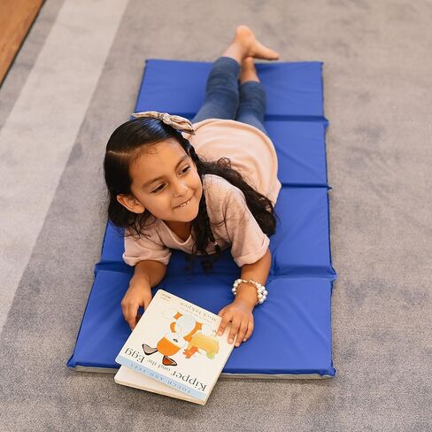 ECR4Kids Value 4-Fold Daycare Rest Mat,Blue/Grey (1" Thick), Pack of 5 in Saudi Arabia