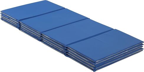 ECR4Kids Everyday Folding Rest Mat, 4-Section, 5/8in, Classroom Furniture, Blue/Grey, 5-Pack in Saudi Arabia