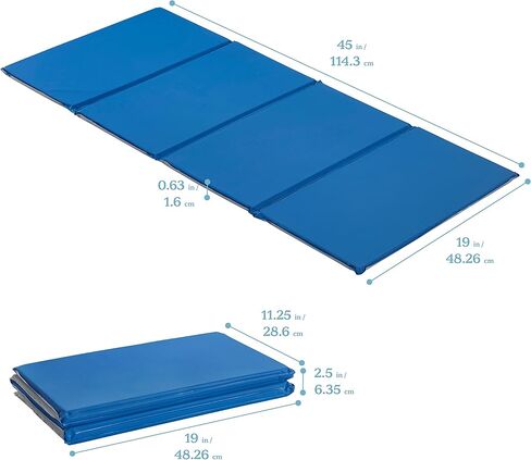 ECR4Kids Everyday Folding Rest Mat, 4-Section, 5/8in, Classroom Furniture, Blue/Grey, 5-Pack in Saudi Arabia