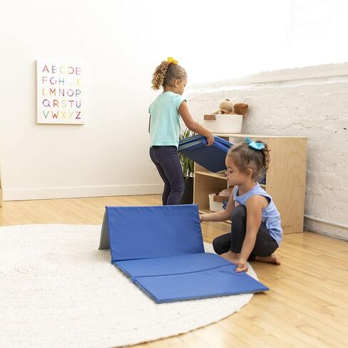 ECR4Kids Everyday Folding Rest Mat, 4-Section, 5/8in, Classroom Furniture, Blue/Grey, 5-Pack in Saudi Arabia