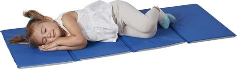 ECR4Kids Everyday Folding Rest Mat, 4-Section, 5/8in, Classroom Furniture, Blue/Grey, 5-Pack in Saudi Arabia