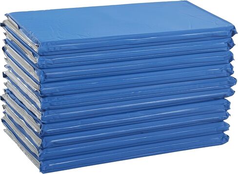 ECR4Kids Everyday Folding Rest Mat, 4-Section, 5/8in, Classroom Furniture, Blue/Grey, 5-Pack in Saudi Arabia