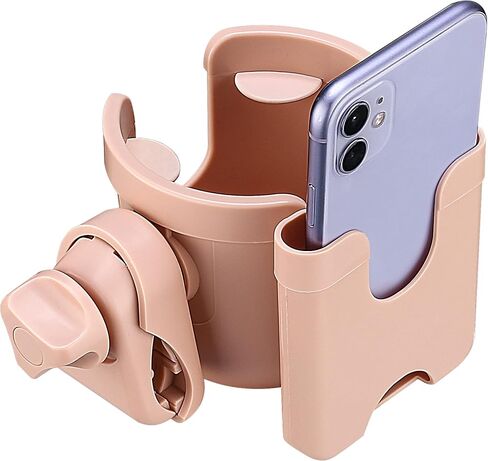 Suranew Universal Stroller Cup Holder, Adjustable Drink Holder with Phone Holder for Baby Stroller, Wheelchair, Walker, Bike, Scooter, Gifts for Family Member. in Saudi Arabia