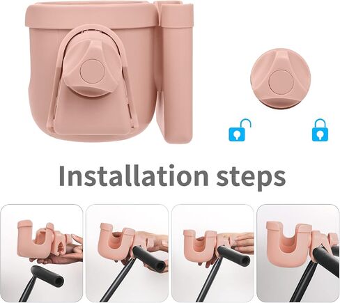 Suranew Universal Stroller Cup Holder, Adjustable Drink Holder with Phone Holder for Baby Stroller, Wheelchair, Walker, Bike, Scooter, Gifts for Family Member. in Saudi Arabia