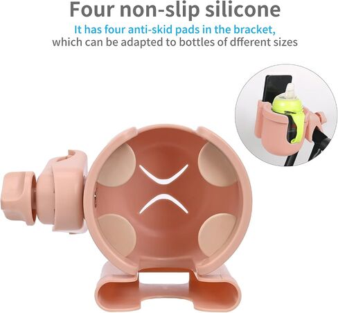 Suranew Universal Stroller Cup Holder, Adjustable Drink Holder with Phone Holder for Baby Stroller, Wheelchair, Walker, Bike, Scooter, Gifts for Family Member. in Saudi Arabia