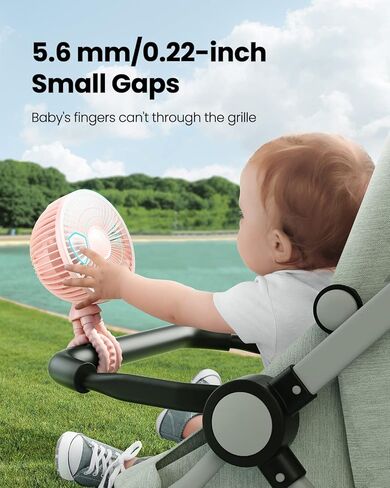Gaiatop Baby Stroller Fan, 4000mAh Oscillating Mini Portable Fan with Light, 4 Speeds Battery Operated Small Handheld Desk Fan, 360° Rotate Flexible Tripod Clip On Fan for Car Seat Crib Travel Black in Kuwait
