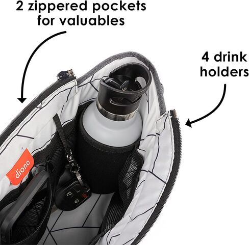 Diono Buggy Buddy Universal Stroller Organizer with Cup Holders, Secure Attachment, Zippered Pockets, Safe & Secure, Black in Saudi Arabia