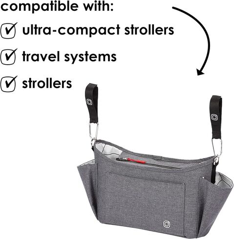 Diono Buggy Buddy Universal Stroller Organizer with Cup Holders, Secure Attachment, Zippered Pockets, Safe & Secure, Black in Saudi Arabia