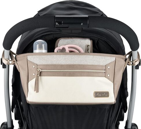 Itzy Ritzy Adjustable Stroller Caddy & Organizer Bag, Easy Attach (Cognac) | Front Zippered Pocket, 2 Built-in Interior Pockets, Adjustable Straps to Fit Nearly Any Stroller for Essentials On-the-Go in Saudi Arabia