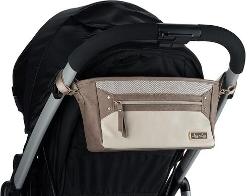 Itzy Ritzy Adjustable Stroller Caddy & Organizer Bag, Easy Attach (Cognac) | Front Zippered Pocket, 2 Built-in Interior Pockets, Adjustable Straps to Fit Nearly Any Stroller for Essentials On-the-Go in Saudi Arabia