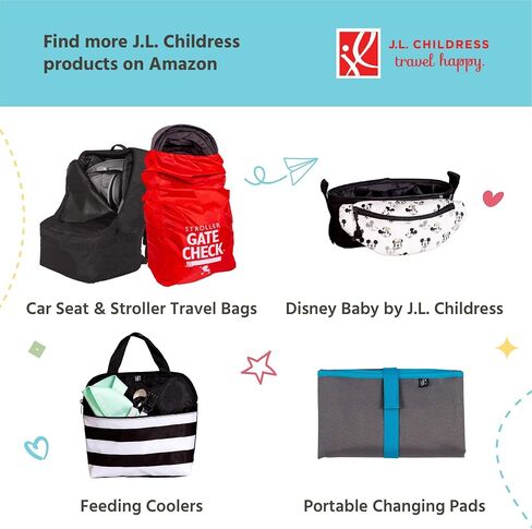 J.L. Childress Cups 'N Cargo, Universal Fit Stroller Organizer with Extra Large Storage, Expandable Deep Cup Holders, Multiple Zippered Pockets, Unique Large Mesh Bag for Larger Items, Black in Saudi Arabia