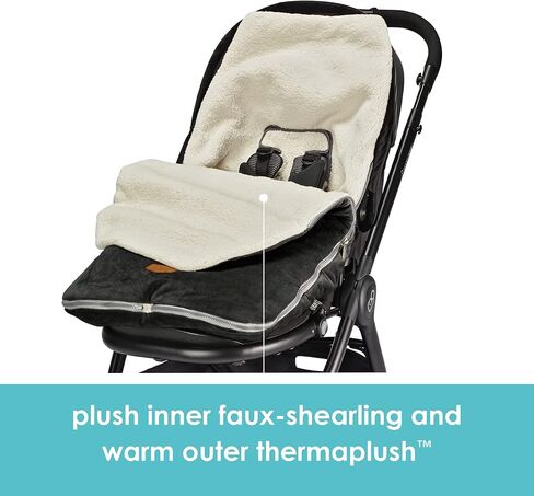 JJ Cole Bundle Me Winter Baby Car Seat Cover and Bunting Bag - Original - Sherpa Lined Weather Resistant Baby Carrier and Stroller Cover - Stroller Accessories and Winter Baby Essentials - Black in Saudi Arabia