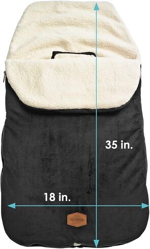 JJ Cole Bundle Me Winter Baby Car Seat Cover and Bunting Bag - Original - Sherpa Lined Weather Resistant Baby Carrier and Stroller Cover - Stroller Accessories and Winter Baby Essentials - Black in Saudi Arabia