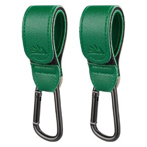 Baby Stroller Hooks Bag Hooks for Hanging Diaper Bags MultiPurpose Hooks for Grocery Shopping Bags Premium Vegan Leather Pram Straps 2 Pcs (BROWN-2)