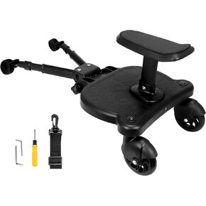 Universal Stroller Board Buggy Board with Detachable Seat, Stroller Glider Board Suitable for Most Brands of Strollers, Stroller Standing Board, Holds Children Up to 55lbs (Black) in Saudi Arabia