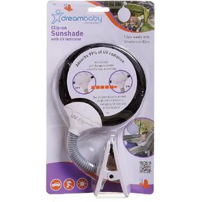 Dreambaby Clip-On Stroller Sunshade - Baby Sun Shade Protection - with UV Checker Indicator Feature - Measures 15x15x0.5 Inch - Pack of 1 in Kuwait