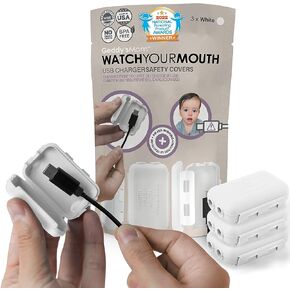 Baby Proof USB Charger Cover – Child-Resistant Cord Tip Enclosure for Standard USB Charging Cables – (3 Pack, White) in Kuwait