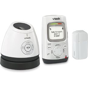 VTech DM271-102 Audio Baby Monitor with Glow-on-Ceiling Night Light, Open or Closed Door/Window Sensor, Vibrating Sound-Alert, Talk Back Intercom & Belt Clip in Kuwait